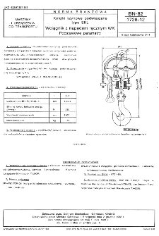 Kolejki szynowe podwieszane typu SKL - Wciągnik z napędem ręcznym WK - Podstawowe parametry BN-82/1728-12