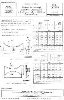 Podpory do poziomych zbiorników cylindrycznych o średnicach 1600÷3000 mm - Parametry podstawowe BN-84/2532-06