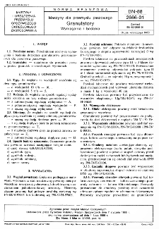 Maszyny dla przemysłu paszowego - Granulatory - Wymagania i badania BN-88/2666-01