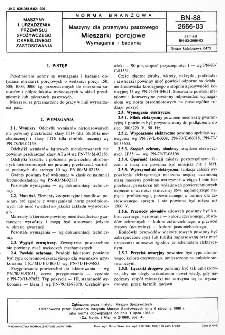 Maszyny dla przemysłu paszowego - Mieszarki porcjowe - Wymagania i badania BN-88/2666-03