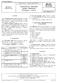 Ceramiczny barwnik "zieleń Wiktoria" - Wymagania i badania BN-85/7013-05