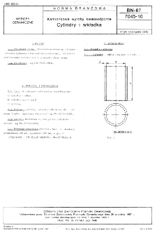 Kamionkowe wyroby kwasoodporne - Cylindry i wkładka BN-67/7045-10