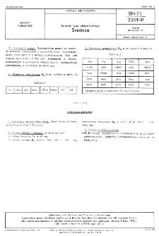 Aparaty typu zbiornikowego - Średnice BN-75/2201-01