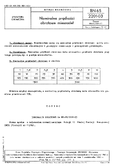 Nominalne prędkości obrotowe mieszadeł BN-65/2201-03